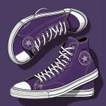 dark purple canvas high-top sneakers with white toe caps image